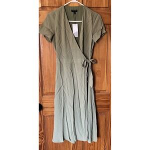 Frank and Oak Light Sage Short Sleeve Wrap Dress Size XS NWT